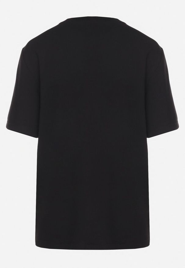 Born2be - Czarny Klasyczny T-shirt o Kroju Oversize z Wiskozą Aderisa. Okazja: na co dzień. Kolor: czarny. Materiał: wiskoza. Styl: klasyczny