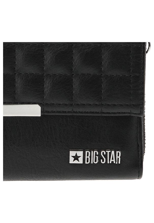 Big Star Accessories - Czarny Duży Damski Portfel Big Star Pikowany Z Uchwytem. Kolor: czarny. Materiał: pikowane