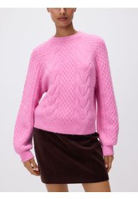 Reserved - Strukturalny sweter - różowy. Kolor: różowy. Materiał: wełna, dzianina #1