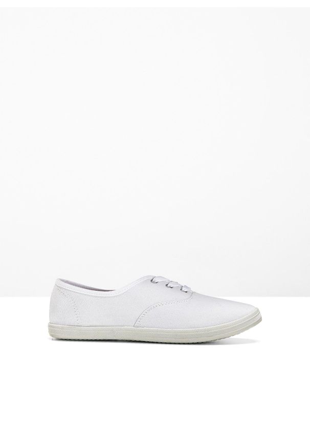 bonprix - Sneakersy z bawełnianego płótna. Kolor: biały. Materiał: bawełna. Sezon: lato