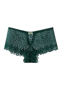 Intica - Szorty koronkowe z falbanką wszechstronne i eleganckie Sidonie. Kolor: zielony. Materiał: koronka. Wzór: koronka