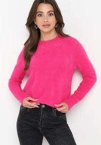 Born2be - Fuksjowy Puchaty Sweter Wełniany Helmintts. Kolor: różowy. Materiał: wełna. Długość rękawa: długi rękaw. Długość: długie #2