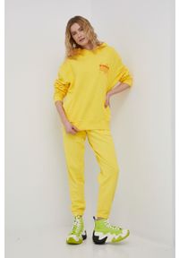 Diadora bluza bawełniana kolor żółty z kapturem z nadrukiem. Typ kołnierza: kaptur. Kolor: żółty. Materiał: bawełna. Wzór: nadruk #5