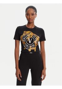 Versace Jeans Couture T-Shirt 79HAHE01 CJ02E Czarny Regular Fit. Kolor: czarny. Materiał: bawełna