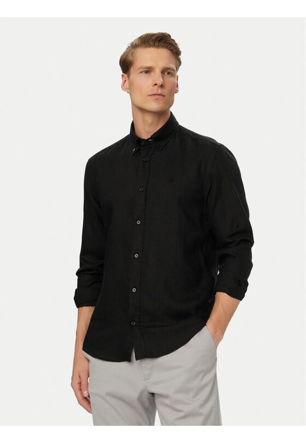 BOSS Koszula H-Liam 50556077 Czarny Regular Fit. Kolor: czarny. Materiał: len