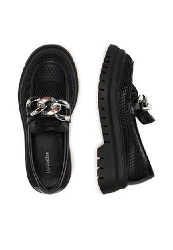 DeeZee Loafersy 60062D-2 Czarny. Kolor: czarny. Materiał: materiał, syntetyk