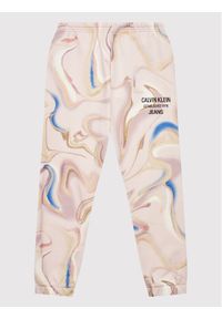 Calvin Klein Jeans Spodnie dresowe Liquid Print IG0IG01264 Różowy Regular Fit. Kolor: różowy. Materiał: bawełna. Wzór: nadruk #1