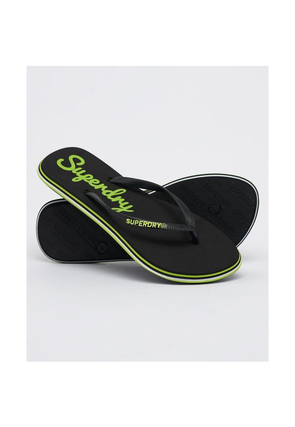Klapki damskie Superdry Neon Rainbow Sleek japonki. Okazja: na plażę. Kolor: żółty, czarny, wielokolorowy. Styl: sportowy