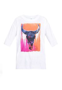 ROBERT KUPISZ - Biały t-shirt Kids Crazy Bull. Kolor: biały. Materiał: bawełna. Wzór: kolorowy, nadruk #2