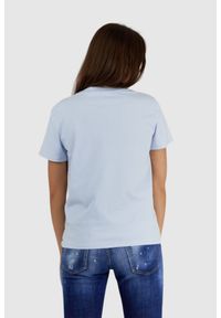 Guess - GUESS Błękitny t-shirt damski z vintage logo. Kolor: niebieski. Materiał: bawełna. Wzór: nadruk. Styl: vintage