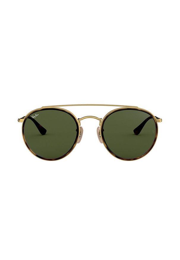 Ray-Ban - Okulary Round Double Bridge. Kształt: owalne. Kolor: czarny