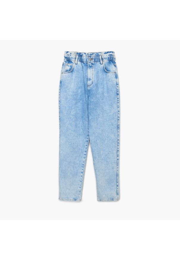 Cropp - Jasnoniebieskie jeansy barrel - Niebieski. Kolor: niebieski