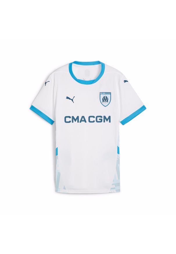 Puma - Koszulka domowa dla kobiet OM 2024/25. Kolor: niebieski, wielokolorowy, biały. Sport: piłka nożna