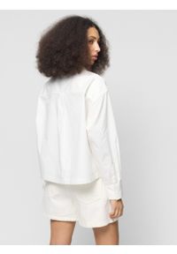 outhorn - Koszula bawełniana damska - biała. Kolor: biały. Materiał: bawełna. Długość rękawa: długi rękaw. Długość: długie #3