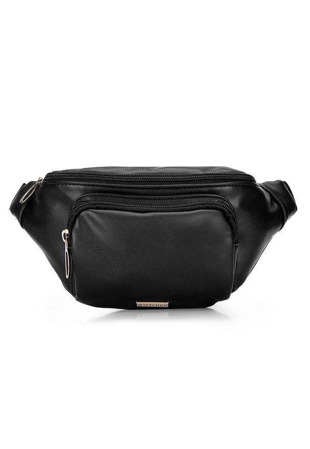 Wittchen - Damska torebka nerka ze skóry ekologicznej. Kolor: czarny. Materiał: skóra ekologiczna. Wzór: haft