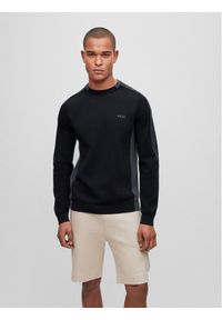 BOSS - Boss Sweter 50493767 Czarny Regular Fit. Kolor: czarny. Materiał: bawełna, syntetyk