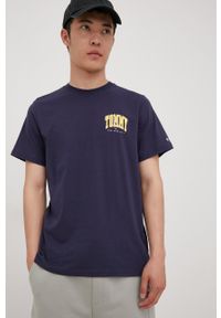 Tommy Jeans t-shirt bawełniany kolor granatowy z nadrukiem. Kolor: niebieski. Materiał: bawełna. Wzór: nadruk