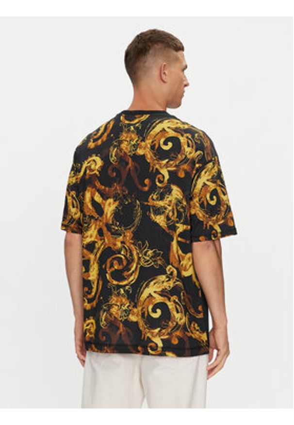 Versace Jeans Couture T-Shirt 76GAH613 Czarny Regular Fit. Kolor: czarny. Materiał: bawełna
