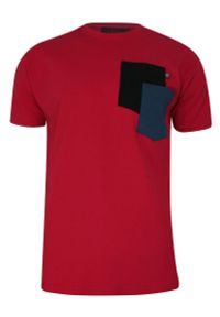 Kings - T-shirt, Czerwony, 100% BAWEŁNA, U-neck, z Kieszonką, Męski, Krótki Rękaw -KINGS. Okazja: na co dzień. Kolor: czerwony. Materiał: bawełna. Długość rękawa: krótki rękaw. Długość: krótkie. Styl: casual #1