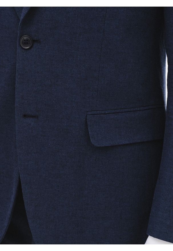 Pako Lorente - PAKO LORENTE - Granatowa marynarka garniturowa z lnem. Kolor: niebieski. Materiał: len. Wzór: gładki. Sezon: wiosna