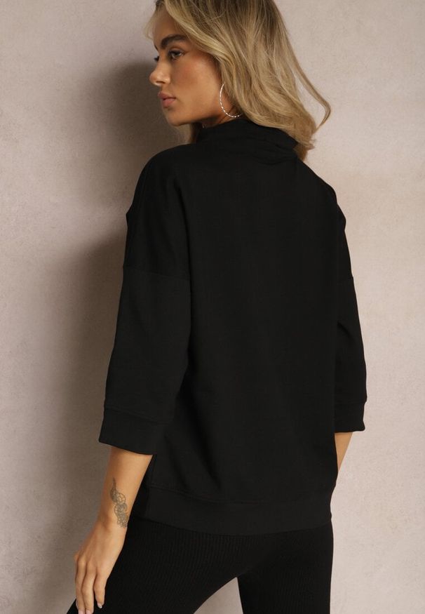 Renee - Czarna Bluza Ozdobiona Drobnymi Cyrkoniami i Sznurkami Vanreil. Kolor: czarny. Wzór: aplikacja