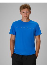 4f - 4F T-shirt regular z nadrukiem męski - niebieski XL. Okazja: na co dzień, na spacer. Kolor: niebieski. Materiał: jeans, dzianina, bawełna, dresówka, materiał, jersey. Wzór: nadruk. Styl: casual, klasyczny #1