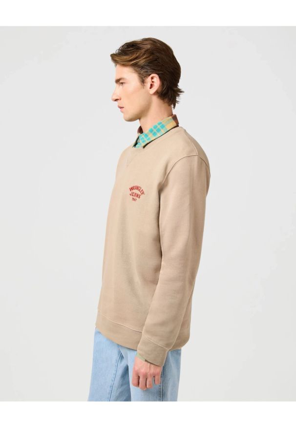 Wrangler - MESKA BLUZA WRANGLER SMALL LOGO CREW TIMBERWOLF 112364092