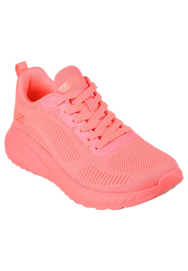 skechers - Buty do chodzenia damskie Skechers Bobs Neon Coral. Kolor: różowy. Materiał: materiał, syntetyk. Szerokość cholewki: normalna. Sport: turystyka piesza