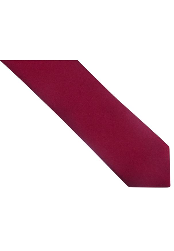 Modini - Bordowy gładki krawat z poszetką OZ17. Kolor: czerwony. Materiał: poliester. Wzór: gładki. Styl: klasyczny