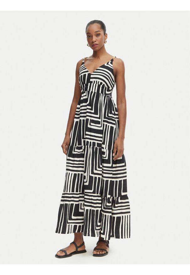 Iconique Sukienka letnia Cote D'Azur IC26-109 Czarny Relaxed Fit. Kolor: czarny. Materiał: wiskoza. Sezon: lato