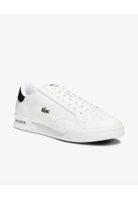 Lacoste - LACOSTE - Skórzane sneakersy z logo TWIN SERVE. Kolor: biały. Materiał: skóra. Wzór: haft. Sport: tenis #6
