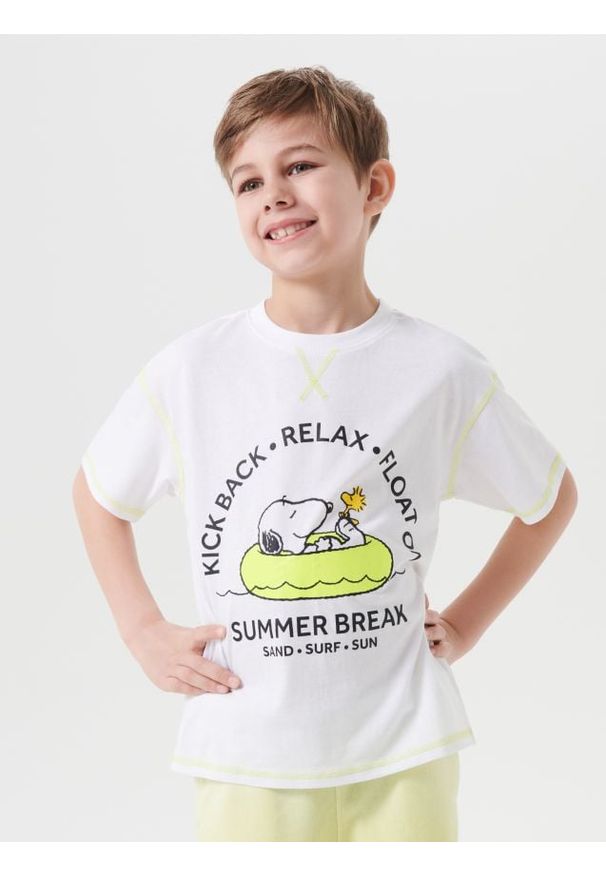 Sinsay - Koszulka Peanuts - biały. Kolor: biały