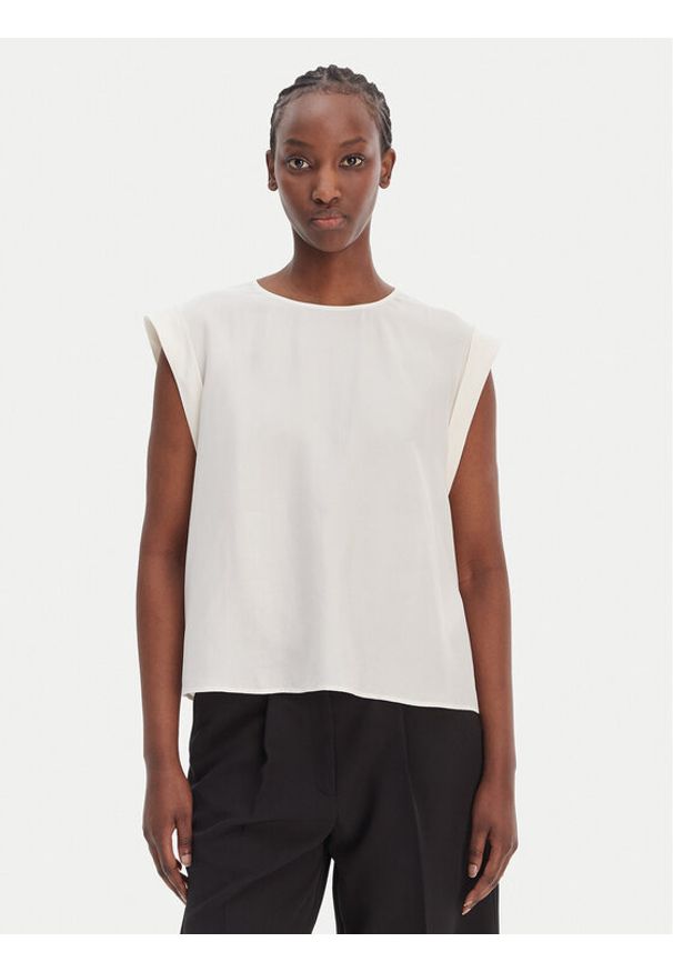 BOSS Bluzka C_Irnette 50543548 Écru Regular Fit. Materiał: wiskoza