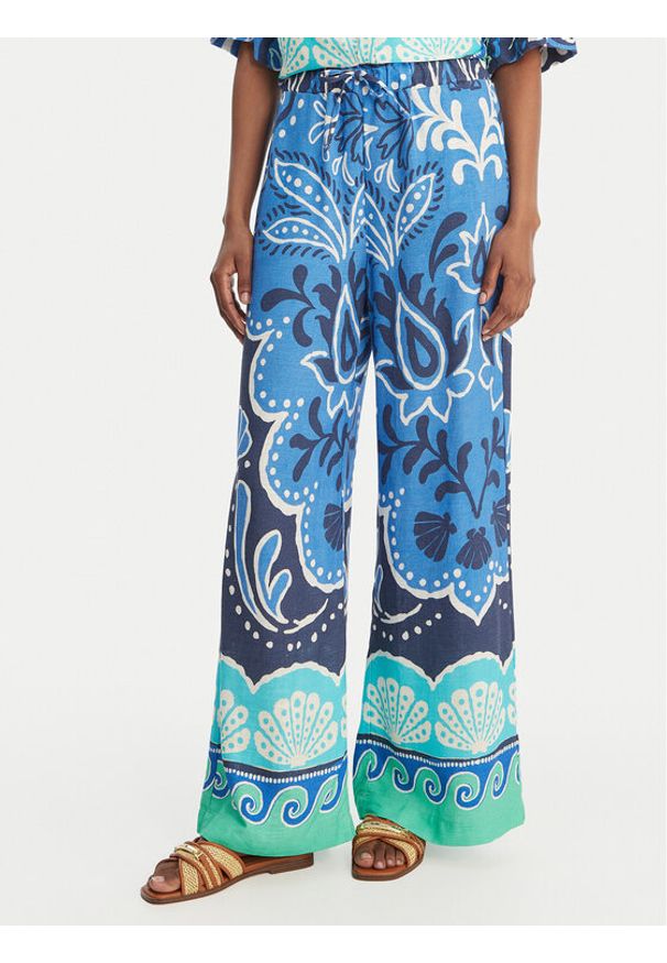 Banana Moon Spodnie materiałowe Alcaniz Cleariv MYY56 Błękitny Regular Fit. Kolor: niebieski. Materiał: wiskoza