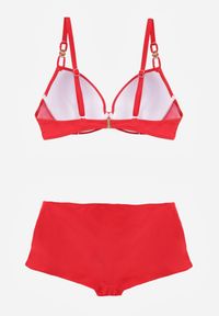 Born2be - Czerwone Bikini z Ozdobnym Marszczeniem Biustonosz i Majtki Typu Bokserki Peiria. Kolor: czerwony #3