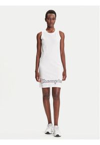 Champion Sukienka codzienna Script Logo Ribbed Trim 112657 Biały Regular Fit. Okazja: na co dzień. Kolor: biały. Materiał: bawełna. Typ sukienki: proste. Styl: casual #6