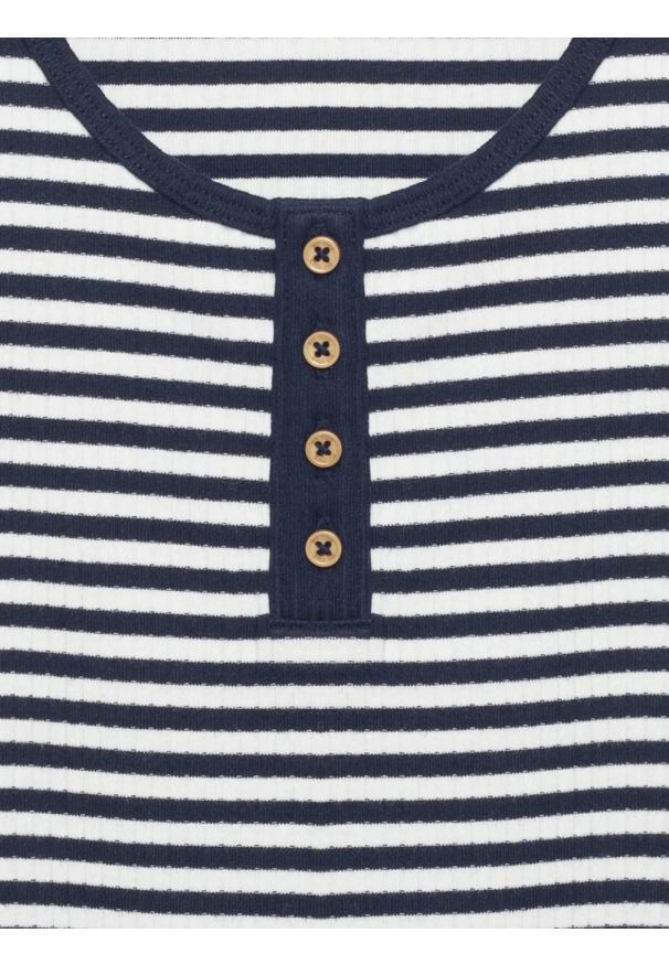 Big-Star - Top damski w paski granatowy Yunsa 403. Okazja: na co dzień. Kolor: niebieski. Materiał: dzianina. Wzór: paski. Styl: casual, klasyczny