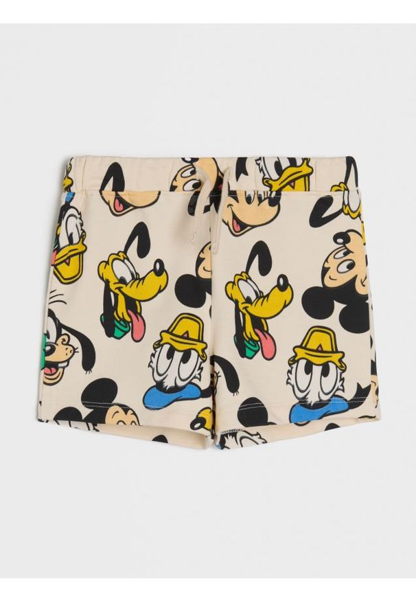 Sinsay - Szorty dresowe Disney - kremowy. Kolor: kremowy. Materiał: dresówka. Wzór: motyw z bajki