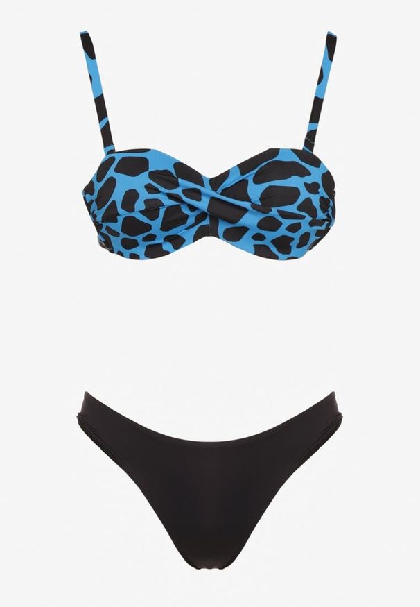 Born2be - Niebieskie Bikini 3-częściowe Biustonosz i Dwie Pary Fig Milarella. Kolor: niebieski. Wzór: aplikacja, gładki