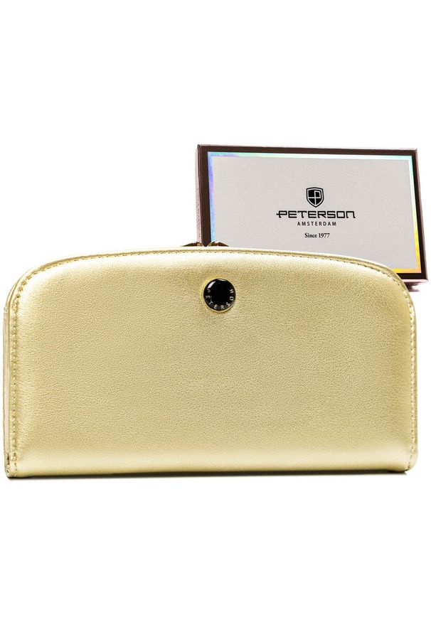 Portfel damski Peterson PTN 1841-F8 złoty. Kolor: złoty. Materiał: skóra ekologiczna