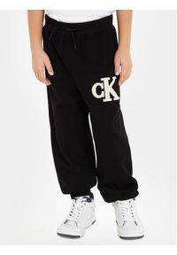 Calvin Klein Jeans Spodnie dresowe Towelling Logopack IB0IB01677 Czarny Regular Fit. Kolor: czarny. Materiał: bawełna