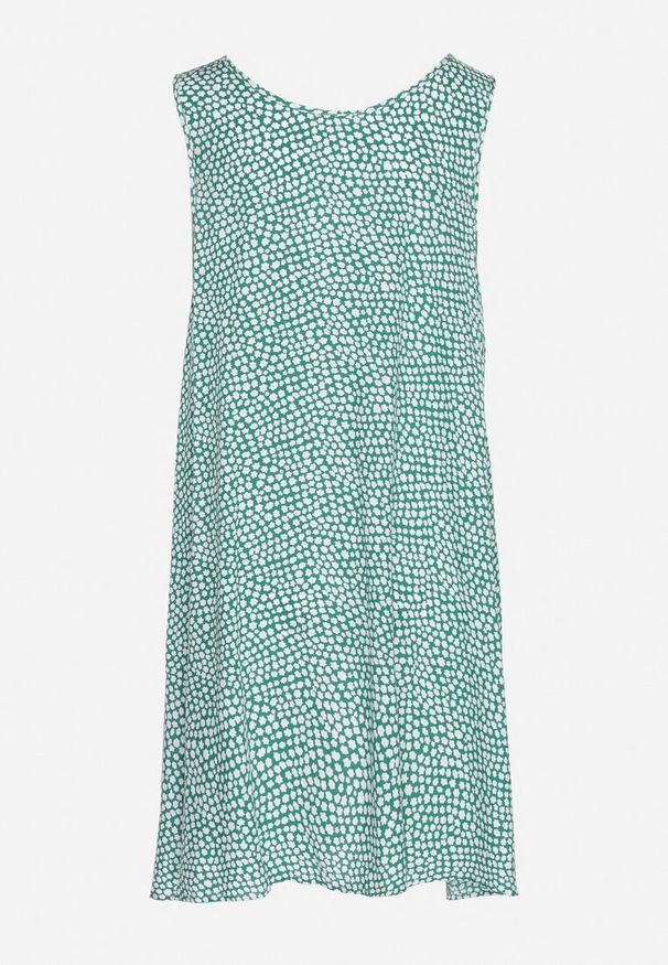 Born2be - Zielona Bawełniana Rozkloszowana Sukienka Ozdobiona Kwiatami i Guzikami Lisavella. Okazja: na co dzień, na spacer. Kolor: zielony. Materiał: bawełna. Wzór: kwiaty, aplikacja. Sezon: lato. Styl: casual, klasyczny, elegancki