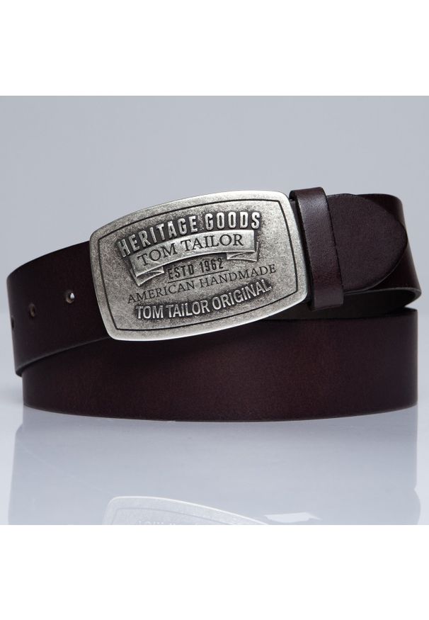 Tom Tailor - TOM TAILOR PASEK SKÓRZANY TG1050R01 691 40mm Gürtel Q.01. Materiał: skóra. Wzór: paski. Styl: klasyczny
