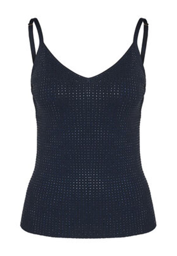 Fracomina Top FR25ST4006K410J9 Granatowy Slim Fit. Kolor: niebieski. Materiał: wiskoza