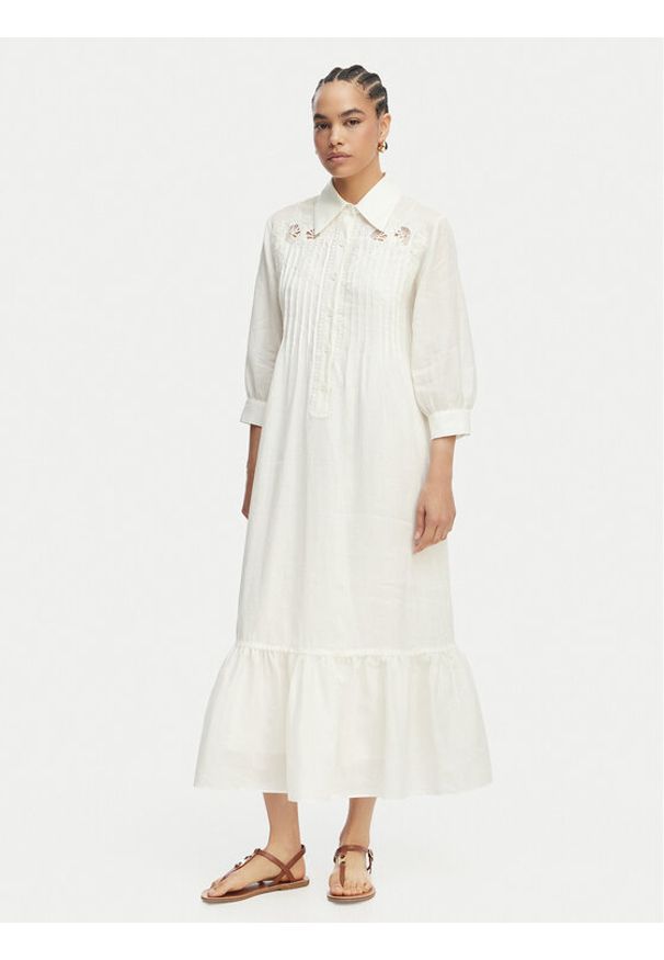 Luisa Spagnoli Sukienka koszulowa Parisi 543104 Kremowy Regular Fit. Kolor: kremowy. Typ sukienki: koszulowe