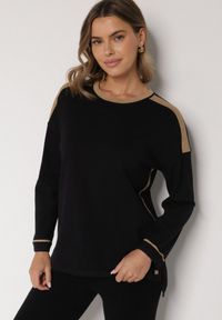 Born2be - Czarny Sweter z Bawełną i Metaliczną Nicią Tusima. Kolor: czarny. Materiał: bawełna. Styl: klasyczny, elegancki #2