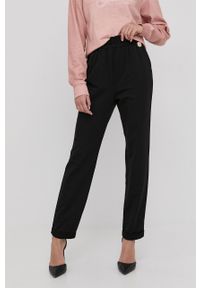 Liu Jo spodnie damskie kolor czarny proste high waist. Okazja: na co dzień. Stan: podwyższony. Kolor: czarny. Materiał: tkanina. Styl: casual