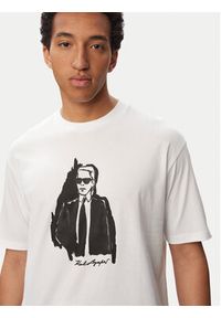 Karl Lagerfeld - KARL LAGERFELD T-Shirt 755143 563225 Biały Regular Fit. Typ kołnierza: dekolt w karo. Kolor: biały. Materiał: bawełna #4