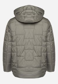 Born2be - Zielona Pikowana Kurtka z Kapturem i Ozdobnymi Suwakami Tulirisa. Okazja: na co dzień. Typ kołnierza: kaptur. Kolekcja: plus size. Kolor: zielony. Materiał: jeans. Styl: casual, sportowy #3