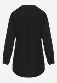 Renee - Czarna Bluzka z Guzikami z Tkaniny Plumeti Jorale. Kolor: czarny. Materiał: tkanina. Styl: elegancki #6